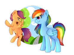 Size: 1280x960 | Tagged: safe, artist:deq46, imported from derpibooru, rainbow dash, scootaloo, scootalove, simple background, transparent background, tree