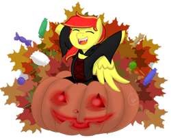 Size: 1024x827 | Tagged: safe, artist:cadetredshirt, imported from derpibooru, oc, oc:jessica, pegasus, pony, vampire, clothes, costume, halloween, halloween costume, holiday, jack-o-lantern, pumpkin, solo, ych result