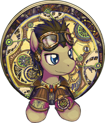 Size: 1000x1173 | Tagged: safe, artist:saturnspace, imported from derpibooru, doctor whooves, time turner, pony, clockwise whooves, goggles, male, simple background, solo, steampunk, transparent background