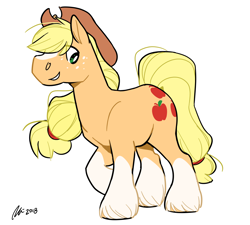 Size: 1800x1620 | Tagged: safe, artist:rwl, imported from derpibooru, applejack, earth pony, pony, applejack's hat, cowboy hat, female, hat, mare, simple background, smiling, solo, unshorn fetlocks, white background