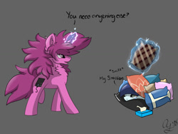 Size: 1024x768 | Tagged: safe, artist:aurorafang, imported from derpibooru, oc, oc:aurorafang, oc:flurry, dialogue, drawing tablet, female, flurora, glowing horn, levitation, magic, male, mare, pillow, pillow fort, stallion, telekinesis, tissue, tissue box