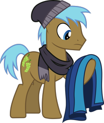 Size: 3031x3569 | Tagged: safe, artist:frownfactory, imported from derpibooru, neigh sayer, earth pony, pony, fake it 'til you make it, .svg available, background pony, beanie, clothes, hat, headwear, male, scarf, simple background, solo, stallion, svg, transparent background, vector