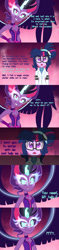 Size: 700x2943 | Tagged: safe, artist:wubcakeva, imported from derpibooru, sci-twi, twilight sparkle, comic:twilight's lab, equestria girls, clothes, comic, imminent laughing, midnight sparkle, self paradox