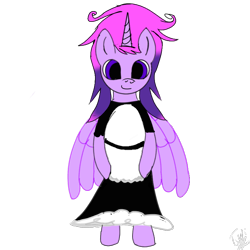 Size: 768x768 | Tagged: safe, artist:wonderschwifty, derpibooru exclusive, imported from derpibooru, oc, oc only, oc:wonder sparkle, clothes, maid, simple background, smiling, solo, transparent background