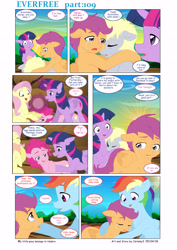 Size: 6611x9344 | Tagged: safe, artist:jeremy3, imported from derpibooru, derpy hooves, fluttershy, pinkie pie, rainbow dash, scootaloo, twilight sparkle, alicorn, earth pony, pegasus, pony, comic:everfree, absurd resolution, comforting, comic, crying, egg, twilight sparkle (alicorn)