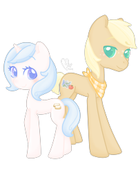 Size: 4000x5000 | Tagged: safe, artist:cupig, imported from derpibooru, oc, oc only, oc:beignet, oc:pippin, earth pony, pony, unicorn, absurd resolution, colored pupils, female, male, mare, neckerchief, offspring, parent:applejack, parent:caramel, parent:fancypants, parent:rarity, parents:carajack, parents:raripants, simple background, stallion, transparent background