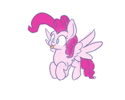 Size: 1500x1200 | Tagged: safe, artist:heir-of-rick, imported from derpibooru, pinkie pie, pegasus, pony, :p, female, mare, pegasus pinkie pie, ponk, race swap, silly, simple background, solo, tongue out, white background, wings