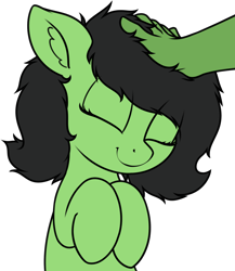 Size: 1812x2091 | Tagged: safe, artist:smoldix, imported from derpibooru, oc, oc:anon, oc:filly anon, earth pony, pony, adorable face, adoranon, cute, disembodied hand, ear fluff, eyes closed, female, filly, foal, hand, head pat, hooves to the chest, pat, simple background, smiling, solo focus, transparent background