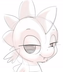 Size: 2252x2567 | Tagged: safe, artist:gsphere, imported from derpibooru, spike, dragon, fangs, lidded eyes, male, monochrome, simple background, sketch, smiling, solo, white background