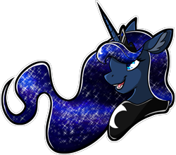 Size: 3265x2875 | Tagged: safe, artist:draikinator, artist:polyhexian, imported from derpibooru, princess luna, pony, bust, ear fluff, ethereal mane, female, jewelry, mare, open mouth, regalia, simple background, solo, starry mane, transparent background