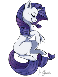 Size: 720x960 | Tagged: safe, artist:lerainbowturtle, imported from derpibooru, rarity, pony, unicorn, eyes closed, female, mare, missing cutie mark, simple background, smiling, solo, white background