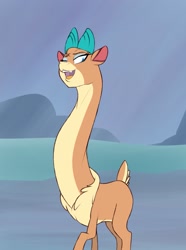 Size: 953x1280 | Tagged: safe, artist:astr0zone, imported from derpibooru, velvet reindeer, deer, reindeer, them's fightin' herds, community related, female, fluffy, impossibly long neck, long neck, necc, smug, solo, tall, velvet (tfh)