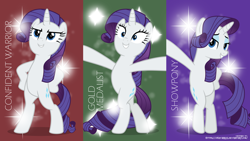 Size: 5994x3389 | Tagged: safe, artist:jhayarr23, imported from derpibooru, rarity, pony, unicorn, fake it 'til you make it, bipedal, female, mare, pose, simple background, solo, standing, vector, wallpaper