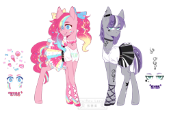 Size: 1024x675 | Tagged: safe, artist:huirou, imported from derpibooru, maud pie, pinkie pie, earth pony, pony, alternate universe, bow, clothes, female, hair bow, pie sisters, siblings, simple background, sisters, starry eyes, transparent background, wingding eyes