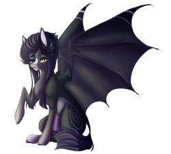 Size: 5000x4500 | Tagged: safe, artist:crazllana, imported from derpibooru, oc, oc only, oc:kama, bat pony, pony, absurd resolution, female, mare, one eye closed, simple background, sitting, solo, tongue out, transparent background, wink