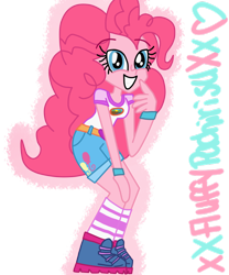 Size: 1024x1229 | Tagged: safe, artist:xxfluffypachirisuxx, imported from derpibooru, pinkie pie, equestria girls, legend of everfree, female, simple background, solo, transparent background