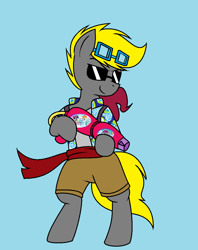 Size: 886x1116 | Tagged: safe, artist:pencil bolt, imported from derpibooru, oc, oc:pencil bolt, pony, flower shirt, male, songkran, sunglasses, thailand, watergun