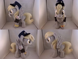 Size: 1597x1199 | Tagged: safe, artist:little-broy-peep, imported from derpibooru, derpy hooves, pegasus, pony, female, hat, irl, letter, mailbag, mare, photo, plushie, solo