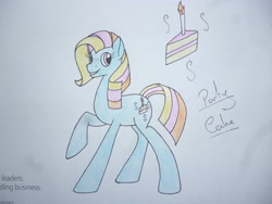 Size: 4320x3240 | Tagged: safe, artist:thr3eguess3s, imported from derpibooru, oc, oc only, oc:party cake, earth pony, pony, female, mare, offspring, parent:carrot cake, parent:cup cake, parents:carrot cup, solo, traditional art