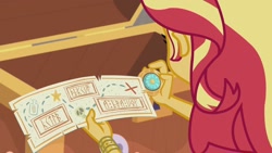 Size: 1440x810 | Tagged: safe, edit, edited screencap, imported from derpibooru, screencap, sunset shimmer, equestria girls, equestria girls series, x marks the spot, decode the message, map, marker, parody, vulgar, when you see it