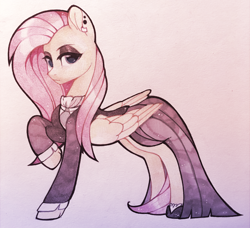 Size: 1280x1166 | Tagged: safe, artist:lispp, imported from derpibooru, fluttershy, pegasus, pony, fake it 'til you make it, ear piercing, earring, eyeshadow, female, fluttergoth, jewelry, makeup, mare, piercing, simple background, solo