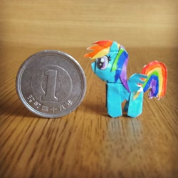 Size: 2160x2160 | Tagged: safe, artist:phoenixrk49, imported from derpibooru, rainbow dash, pegasus, pony, coin, female, mare, origami, solo, yen