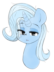 Size: 940x1238 | Tagged: safe, artist:lyrabop, imported from derpibooru, trixie, pony, unicorn, female, mare, messy mane, open mouth, simple background, solo, white background