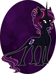 Size: 1519x2000 | Tagged: safe, artist:australian-senior, imported from derpibooru, oc, oc only, oc:belladonna atropa, classical unicorn, pony, unicorn, kirindos, abstract background, colored hooves, female, hair bun, leonine tail, mare, simple background, solo, transparent background, unshorn fetlocks