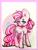 Size: 2976x3968 | Tagged: safe, artist:zefirka, imported from derpibooru, pinkie pie, earth pony, pony, beanbrows, cheek fluff, chest fluff, cutie mark background, ear fluff, eyebrows, female, fluffy, happy, head turn, heart eyes, leg fluff, looking at you, mare, open mouth, shoulder fluff, signature, solo, standing, turned head, wingding eyes