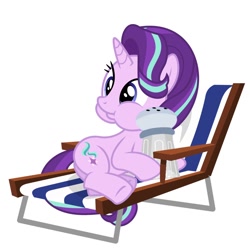 Size: 1024x1024 | Tagged: artist needed, safe, imported from derpibooru, starlight glimmer, pony, unicorn, the crystalling, beach chair, chair, deck chair, dis gon b gud, female, imminent heart attack, lawn chair, salt shaker, simple background, solo, vector, white background