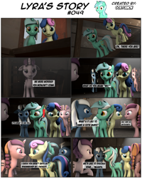 Size: 3929x4904 | Tagged: safe, artist:goatcanon, imported from derpibooru, bacon braids, bon bon, lyra heartstrings, night glider, sugar belle, comic:lyra's story, the cutie map, 3d, comic, dialogue, equal cutie mark, equal town, grin, our town, smiling, source filmmaker, starlight's village