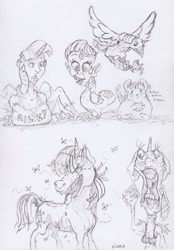 Size: 1658x2386 | Tagged: safe, artist:dilarus, deleted from derpibooru, imported from derpibooru, twilight sparkle, twilight sparkle (alicorn), alicorn, anthro, fly, pony, comic:the many faces of twilight sparkle, anthro with ponies, cookie, flies, food, traditional art