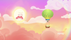 Size: 1280x720 | Tagged: safe, edit, edited screencap, imported from derpibooru, screencap, grannies gone wild, hot air balloon, rick and morty, screaming sun, sun