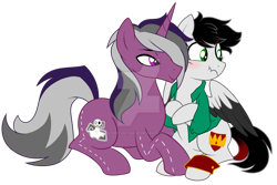 Size: 1024x683 | Tagged: safe, artist:azure-art-wave, imported from derpibooru, oc, oc only, oc:fire blaze, original species, pegasus, plush pony, unicorn, clothes, deviantart watermark, female, jacket, male, mare, obtrusive watermark, prone, simple background, stallion, transparent background, watermark