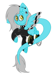 Size: 1024x1418 | Tagged: safe, artist:mintoria, imported from derpibooru, oc, oc only, oc:lupus, pegasus, pony, choker, clothes, colored wings, jacket, male, multicolored wings, simple background, solo, spiked choker, stallion, transparent background