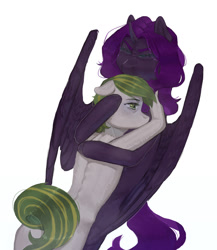 Size: 1280x1475 | Tagged: safe, artist:crysome-somecry, imported from derpibooru, oc, oc only, oc:cognitio dissonantia, oc:white night, alicorn, earth pony, pony, comforting, crying, female, green eyes, green hair, hug, male, multicolored hair, purple hair, sad
