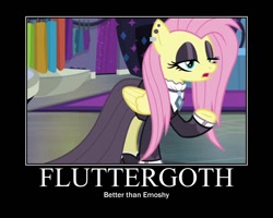 Size: 750x600 | Tagged: safe, imported from derpibooru, fluttershy, fake it 'til you make it, fluttergoth, motivational poster