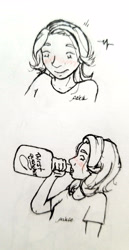 Size: 1660x3212 | Tagged: safe, artist:azkre, imported from derpibooru, starlight glimmer, human, blushing, comic, drink, drinking, female, humanized, solo, traditional art
