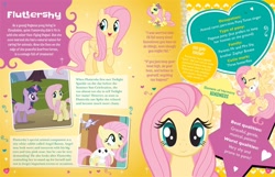 Size: 1020x655 | Tagged: safe, imported from derpibooru, angel bunny, fluttershy, twilight sparkle, bee, bird, insect, pegasus, pony, unicorn, friendship is magic, ultimate guide, flower, flower in hair, official, stock vector, text, unicorn twilight