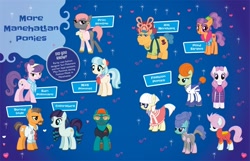 Size: 1020x655 | Tagged: safe, imported from derpibooru, bigger jim, buried lede, coco pommel, coloratura, midnight fun, picture frame (character), picture perfect, plaid stripes, plunkett, prim hemline, soigne folio, stella lashes, stinky bottom, suri polomare, earth pony, pony, ultimate guide, background pony, female, implied manehattan, male, mare, official, picture frame, stallion, stella