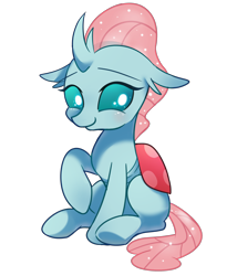 Size: 2000x2338 | Tagged: safe, artist:sion-ara, imported from derpibooru, ocellus, changedling, changeling, cute, cuteling, diaocelles, female, high res, raised hoof, simple background, sitting, solo, transparent background, weapons-grade cute, 👒🕍ocellus