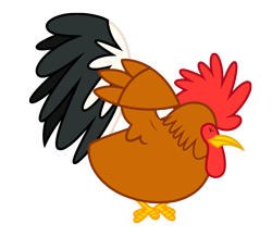 Size: 4448x3853 | Tagged: safe, artist:estories, imported from derpibooru, bird, absurd resolution, ambiguous gender, animal, crouching, eyes closed, rooster, simple background, solo, spread wings, transparent background, vector, wings