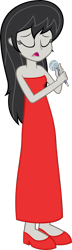 Size: 831x2890 | Tagged: safe, artist:zacatron94, edit, editor:slayerbvc, imported from derpibooru, vector edit, octavia melody, equestria girls, female, microphone, red dress, simple background, singing, solo, transparent background, vector