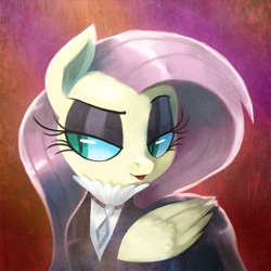 Size: 1500x1500 | Tagged: safe, artist:talonsofwater, imported from derpibooru, fluttershy, pegasus, pony, fake it 'til you make it, cute, female, fluttergoth, lidded eyes, lipstick, mare, shyabetes, solo, tongue out