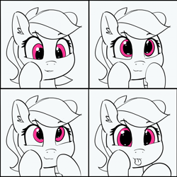 Size: 1280x1280 | Tagged: safe, artist:pabbley, imported from derpibooru, rainbow dash, pony, 30 minute art challenge, :p, cute, dashabetes, female, loss (meme), mare, partial color, silly, smiling, solo, tongue out