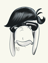 Size: 1492x1950 | Tagged: safe, artist:firimil, derpibooru exclusive, imported from derpibooru, cranky doodle donkey, breaking bad, fanfic, fanfic art, male, monochrome, solo, sunglasses