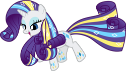 Size: 5278x3000 | Tagged: safe, artist:sollace, imported from derpibooru, rarity, pony, unicorn, twilight's kingdom, .svg available, female, flying, full body, looking down, open mouth, rainbow power, show accurate, simple background, solo, transparent background, vector