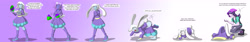 Size: 6000x1000 | Tagged: safe, artist:tfsubmissions, imported from derpibooru, starlight glimmer, trixie, rabbit, equestria girls, april fools joke, beanie, bunnified, clothes, comic, coughing, crouching, dialogue, duo, easter egg, eyes closed, gradient background, gritted teeth, hat, high res, hoodie, magic, message, open mouth, pants, revenge, shirt, shoes, skirt, smiling, smirk, socks, species swap, transformation, transformation sequence, vest