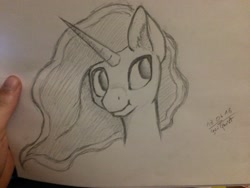 Size: 3264x2448 | Tagged: safe, artist:ganighost, imported from derpibooru, princess luna, black and white, female, grayscale, monochrome, simple background, traditional art, white background