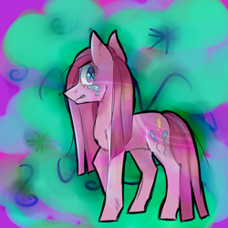 Size: 4000x4000 | Tagged: safe, artist:uunicornicc, imported from derpibooru, pinkie pie, earth pony, pony, abstract background, crying, cutie mark, female, gritted teeth, looking at you, mare, pinkamena diane pie, profile, redraw, solo, x eyes